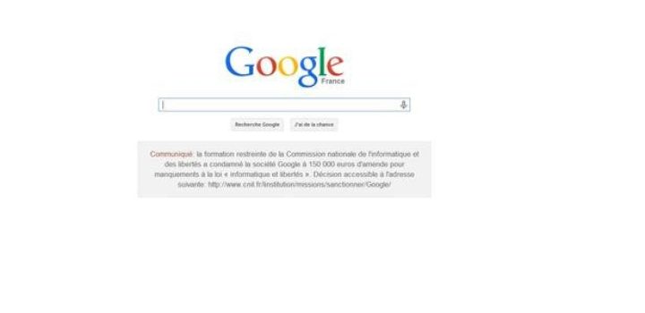 Cnil : Google affiche sa punition en page d’accueil