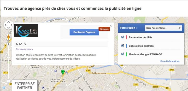 Kreatic est présent sur la Carte des Agences de Google