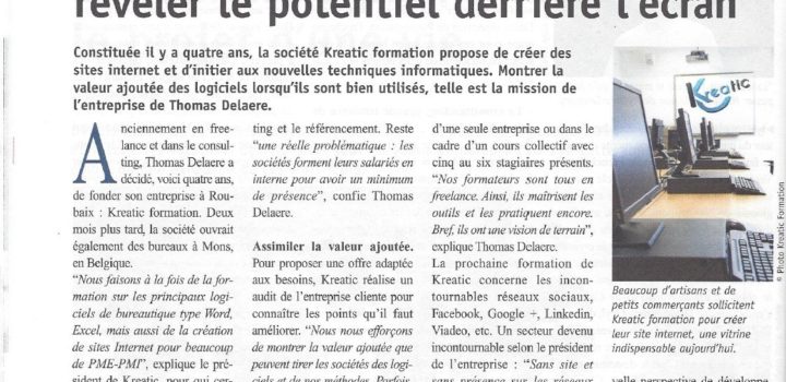 On parle de Kreatic formation dans la Gazette du Nord-Pas de Calais !