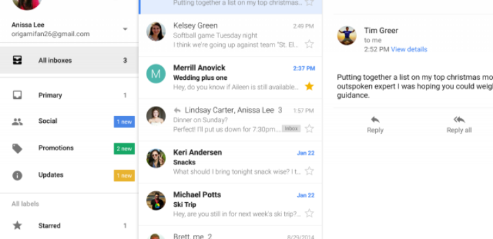 Gmail sur Android propose de regrouper vos comptes mails