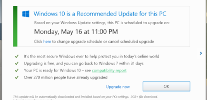Microsoft impose le téléchargement de Windows 10
